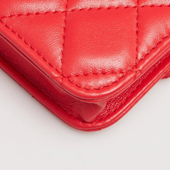 Chanel Red Quilted Lambskin Leather Pearl Crush Mini Clutch Chain Bag - Picture 4 of 12